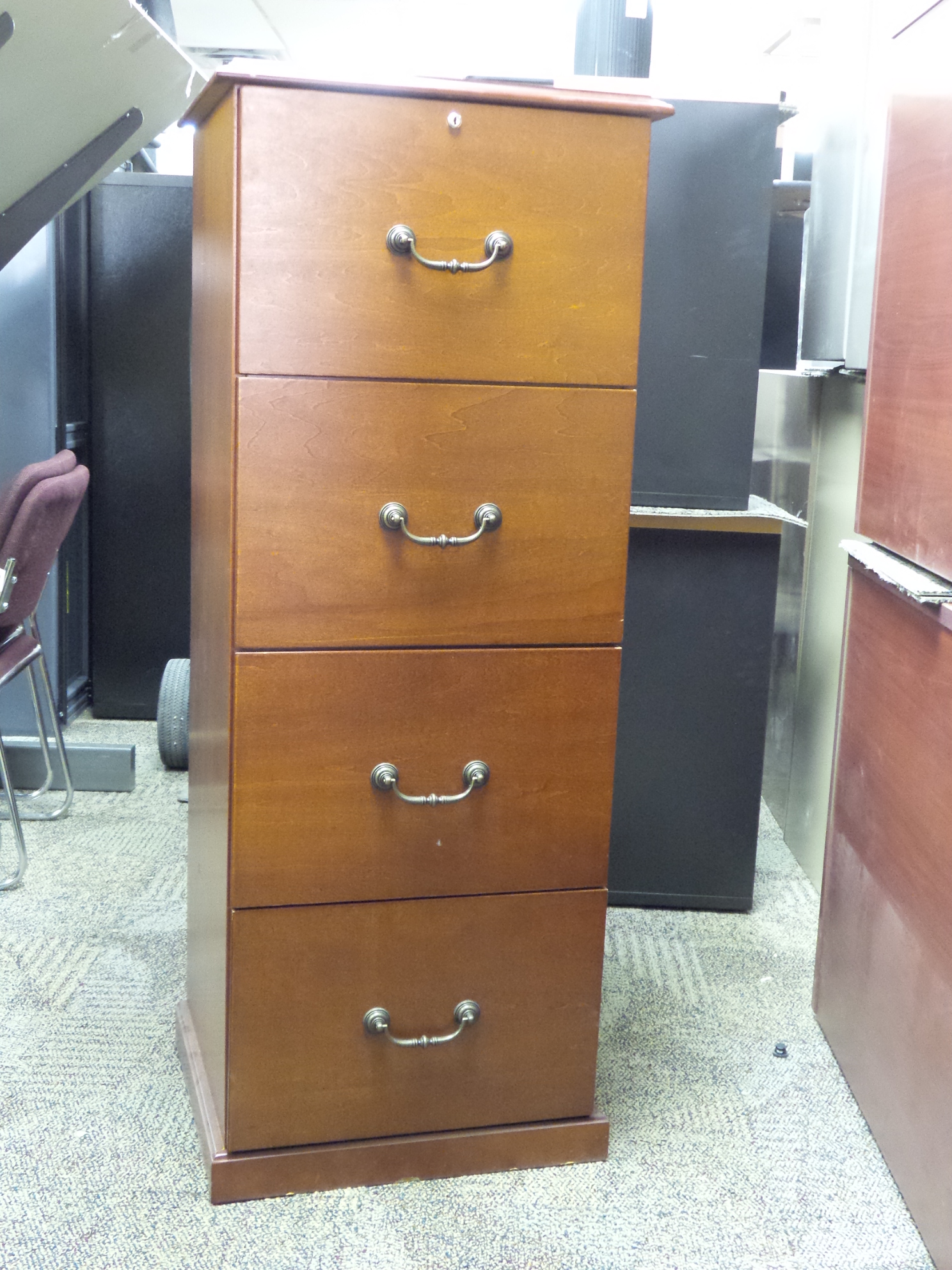 Wood Veneer 4 Drawer Vertical Letter File Locking Allsold.ca